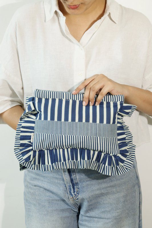Taske | Frill Edge Large Size Håndlavet Citrongul | Bomuld