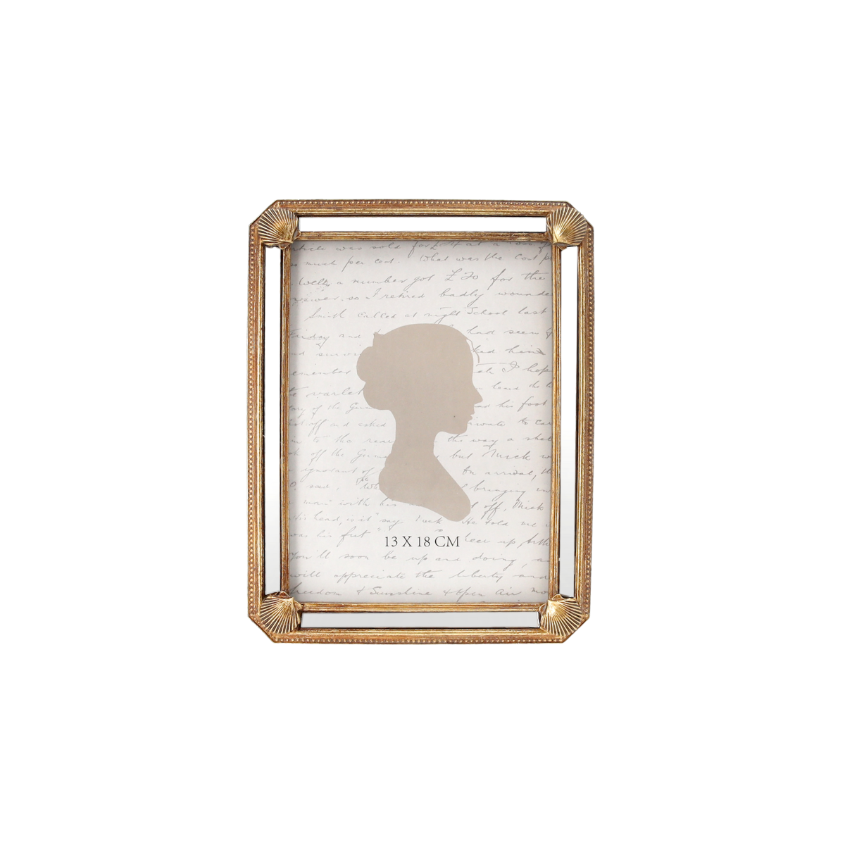 Decorative photo frame in gold resin with shells 21x16 cm