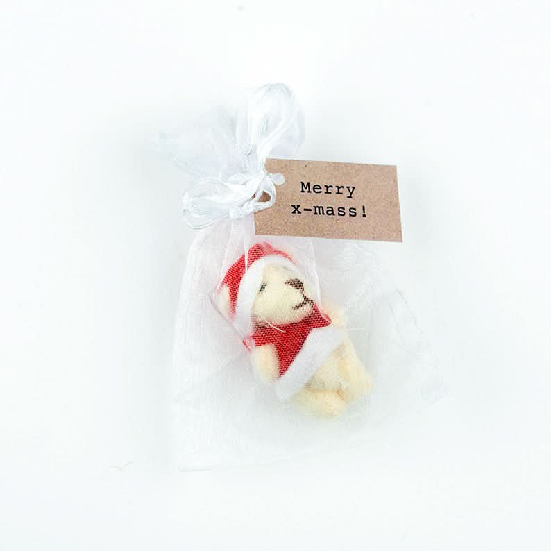 Christmas bear in merry x-mass bag