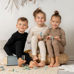 Kinder-Langarm-Set 160 Merino Beige