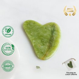 Groene Jade Gua Sha Kit en oogmasker - Thermotherapie - Essentiële schoonheidsaccessoires - Natuursteen - Hijsgereedschap