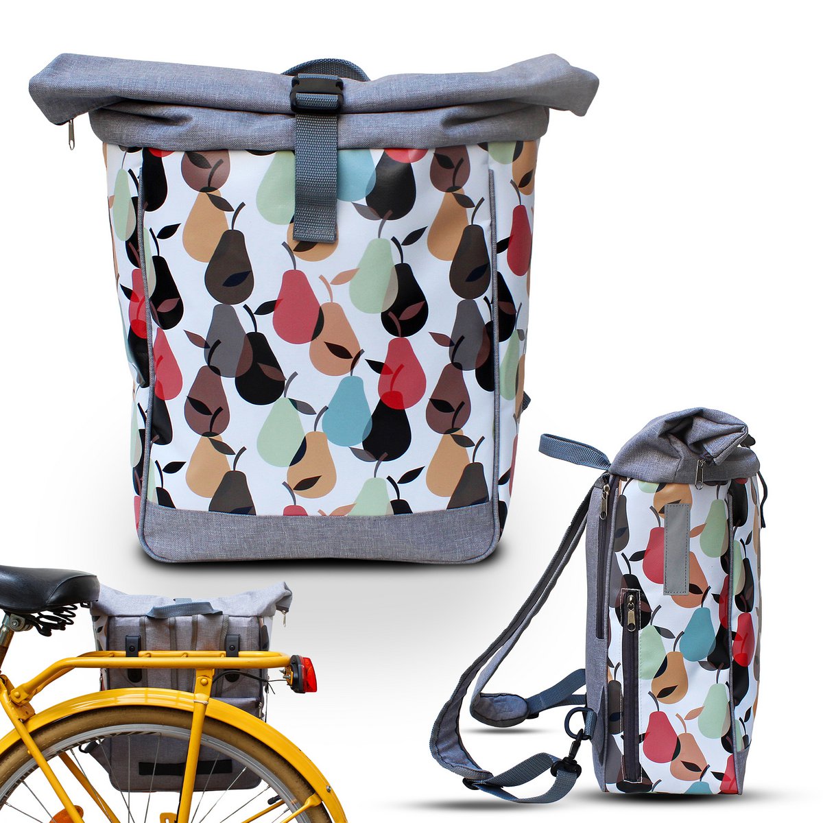 Combinación de bolsas para bicicletas / estante de equipaje de mochila - Peras