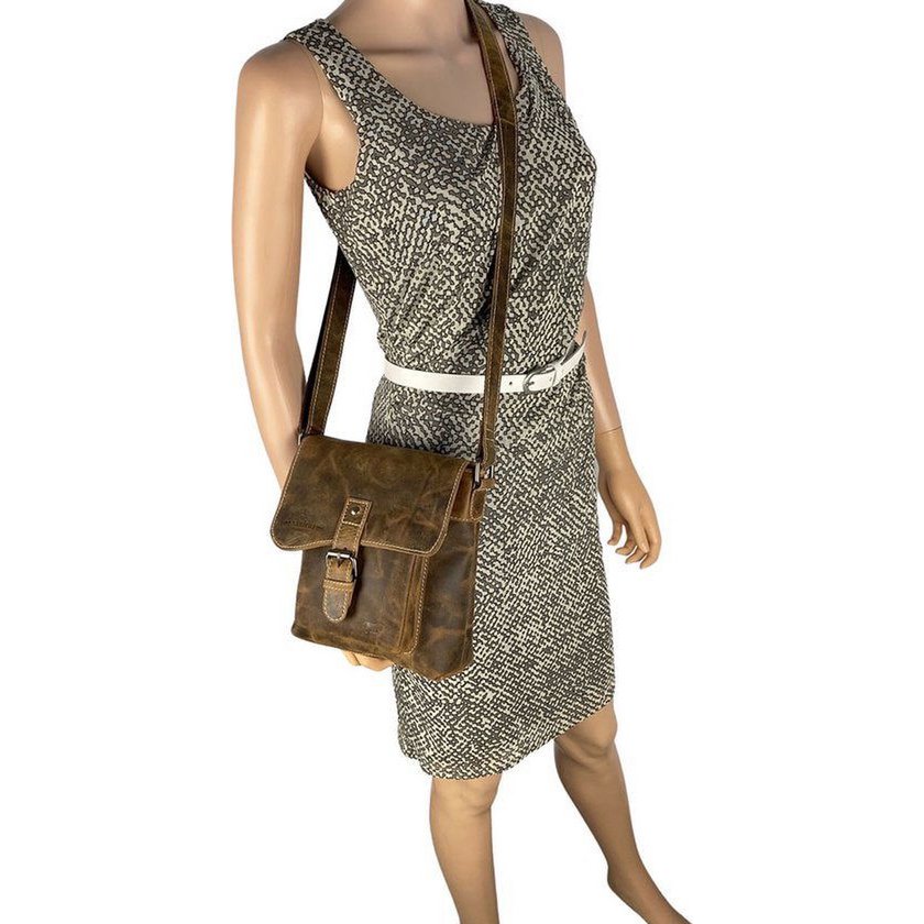 Sac à bandoulière pour dames - Small Cognac Tamponner le sac à bandoulière