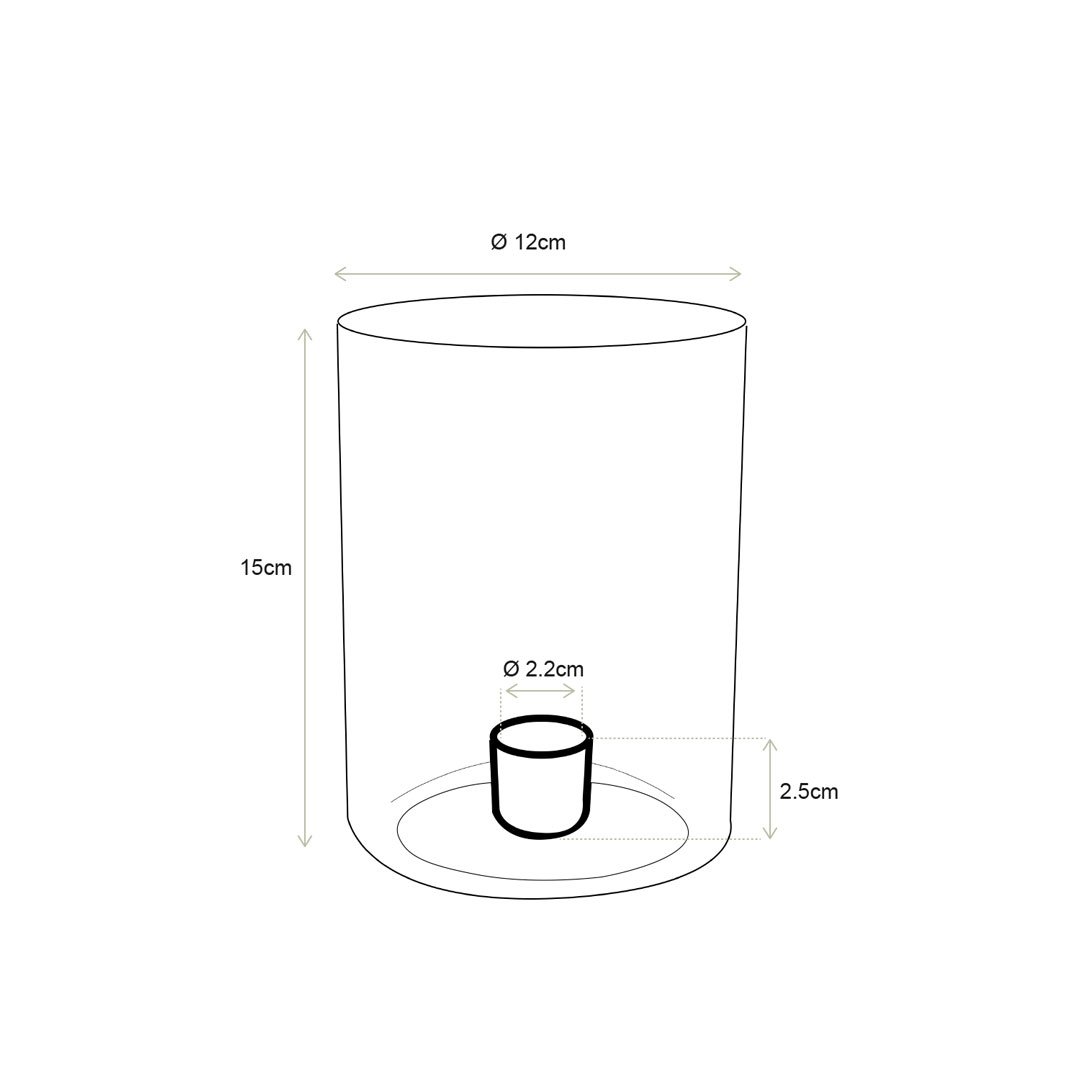 Candle Holder Glass Clear 12x15.5cm