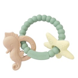 Anneau de dentition bébé en silicone bio vert marine (+3M) Soulagement des gencives - Nenina & Co