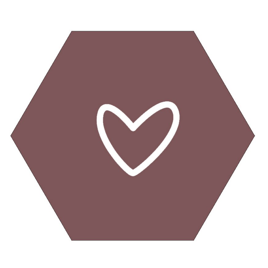Wall hexagon heart coffee brown