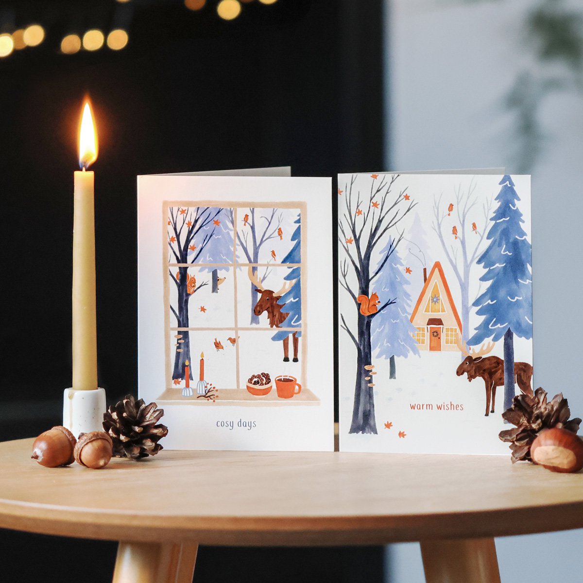 Tarjeta de Navidad | Vista al bosque