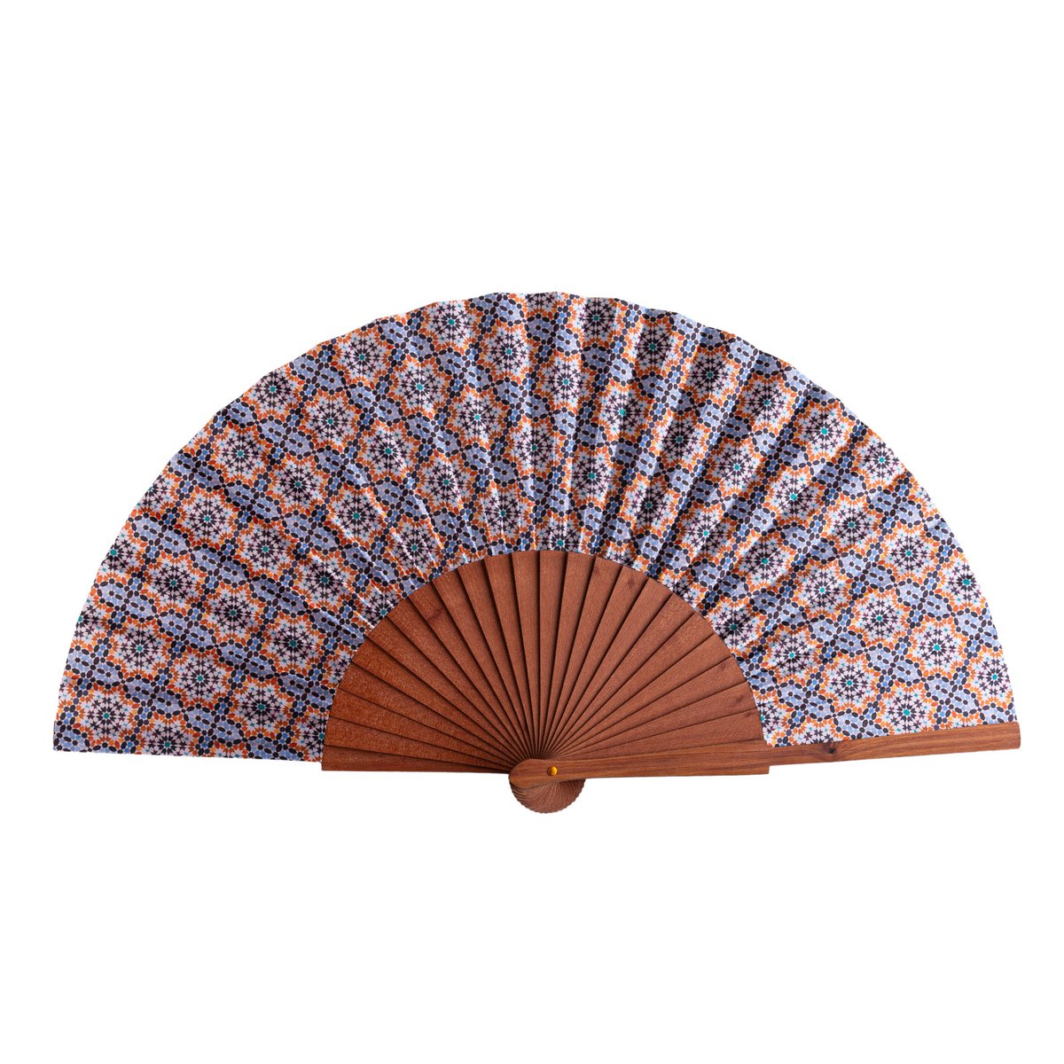 Linked Tile Satin Hand Fan Wasl 23 cm