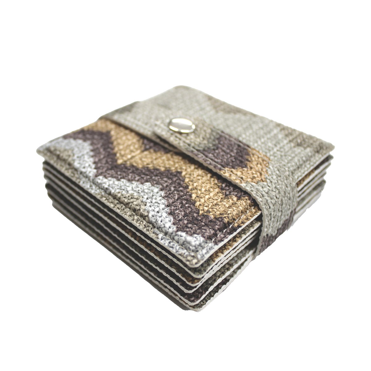 Juego de posavasos de cristal de 6 posavasos marrones con estampado en zigzag