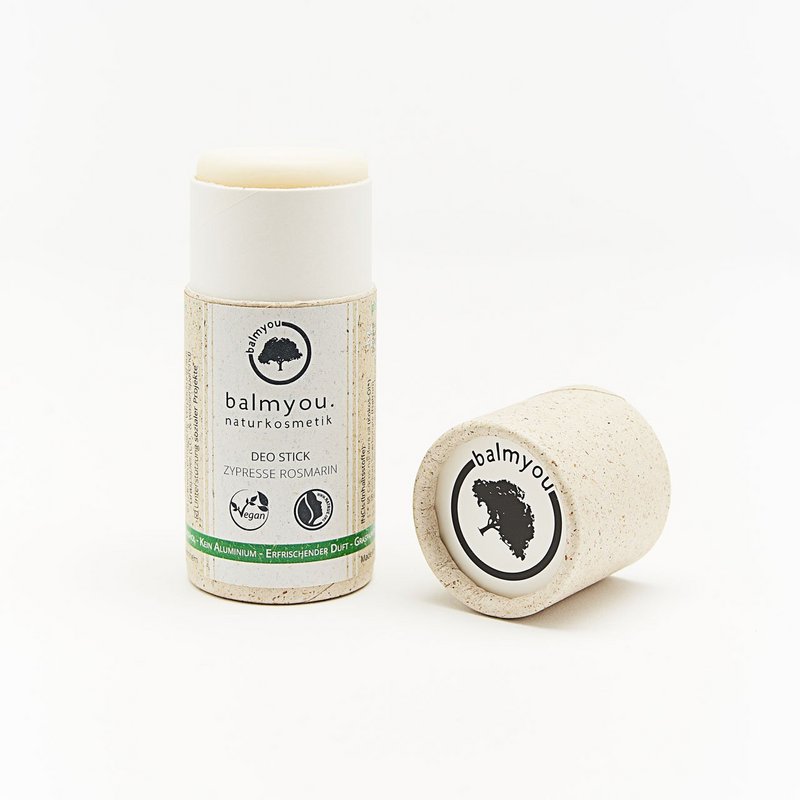 balmyou deodorant stick cypress rosemary (50 g): handmade, grass paper tube, vegan, fresh scent