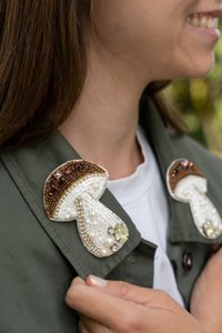 Brochepaar: Paddenstoelen Bruin