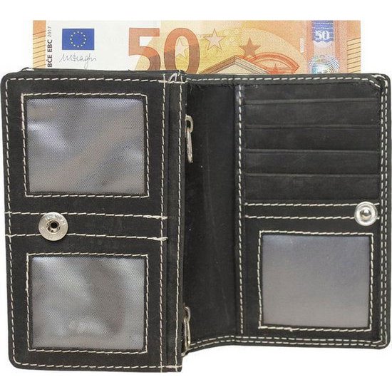 Billetera de damas de cuero vintage compacta Rfid negro - billetera de damas elegante y práctica con protección RFID, diseño compacto.