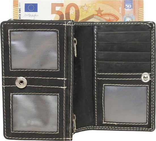 Kompakt vintage læder damer tegnebog sort RFID - stilfuld og praktisk damer tegnebog med RFID beskyttelse, kompakt design.