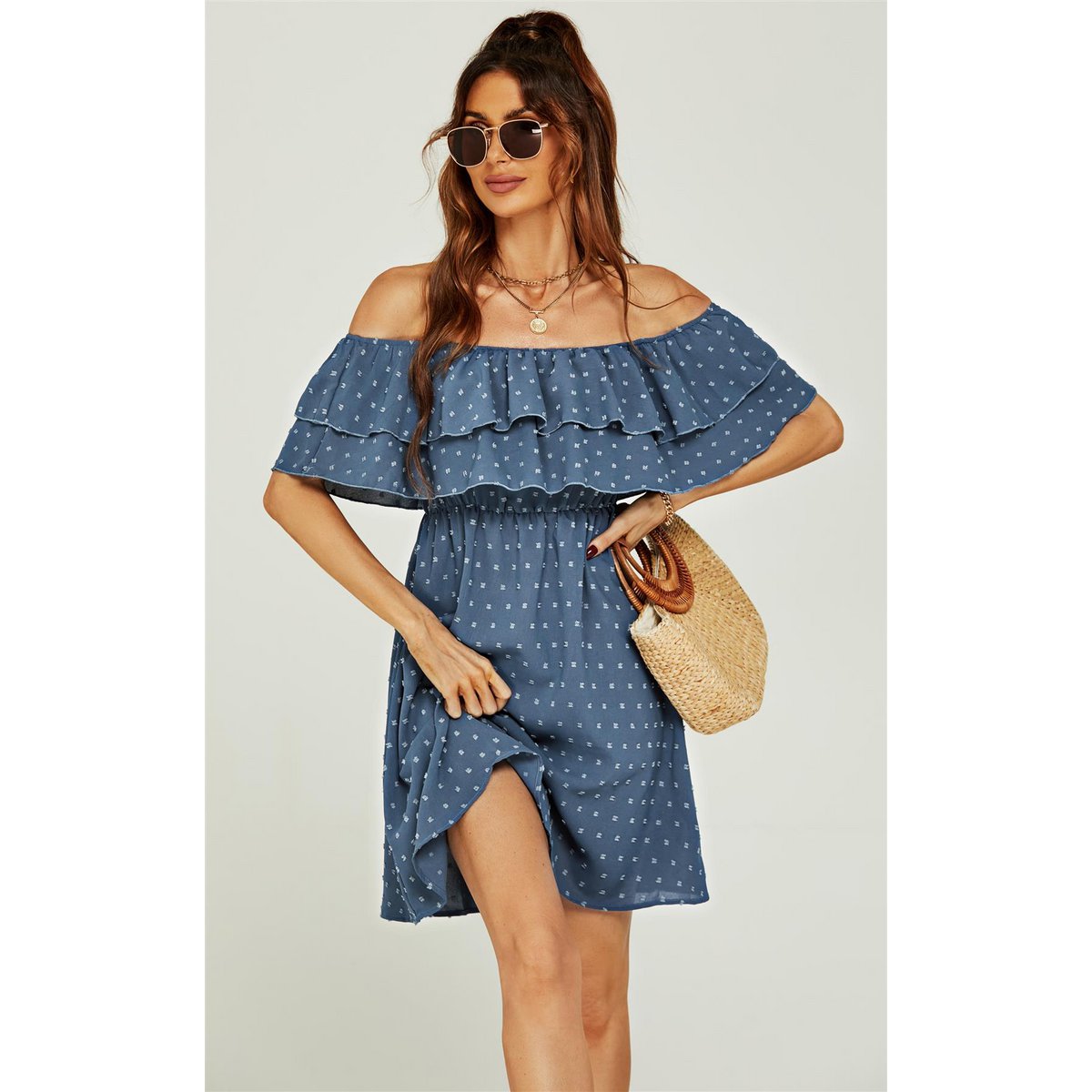 Bardot Frill mini -jurk in blauw
