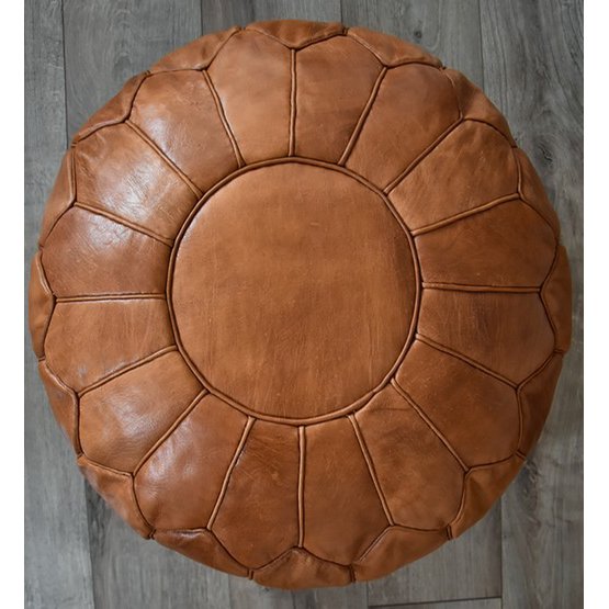 Leather pouffe - caramel brown (XL)