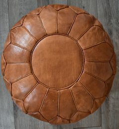 Pouf in pelle - marrone caramello (XL)