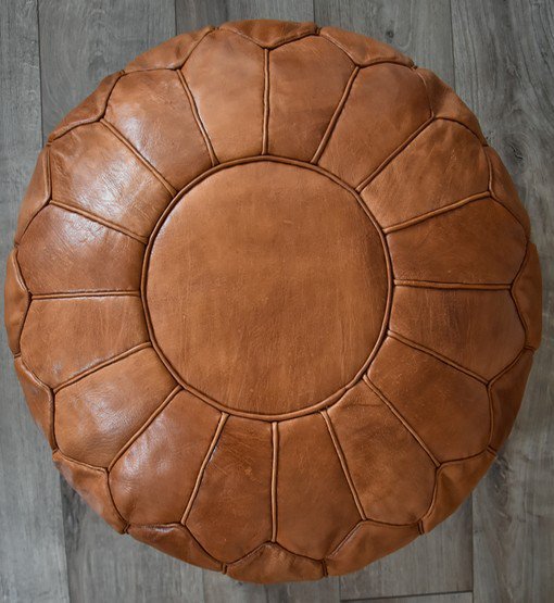 Pouf in pelle - marrone caramello (XL)