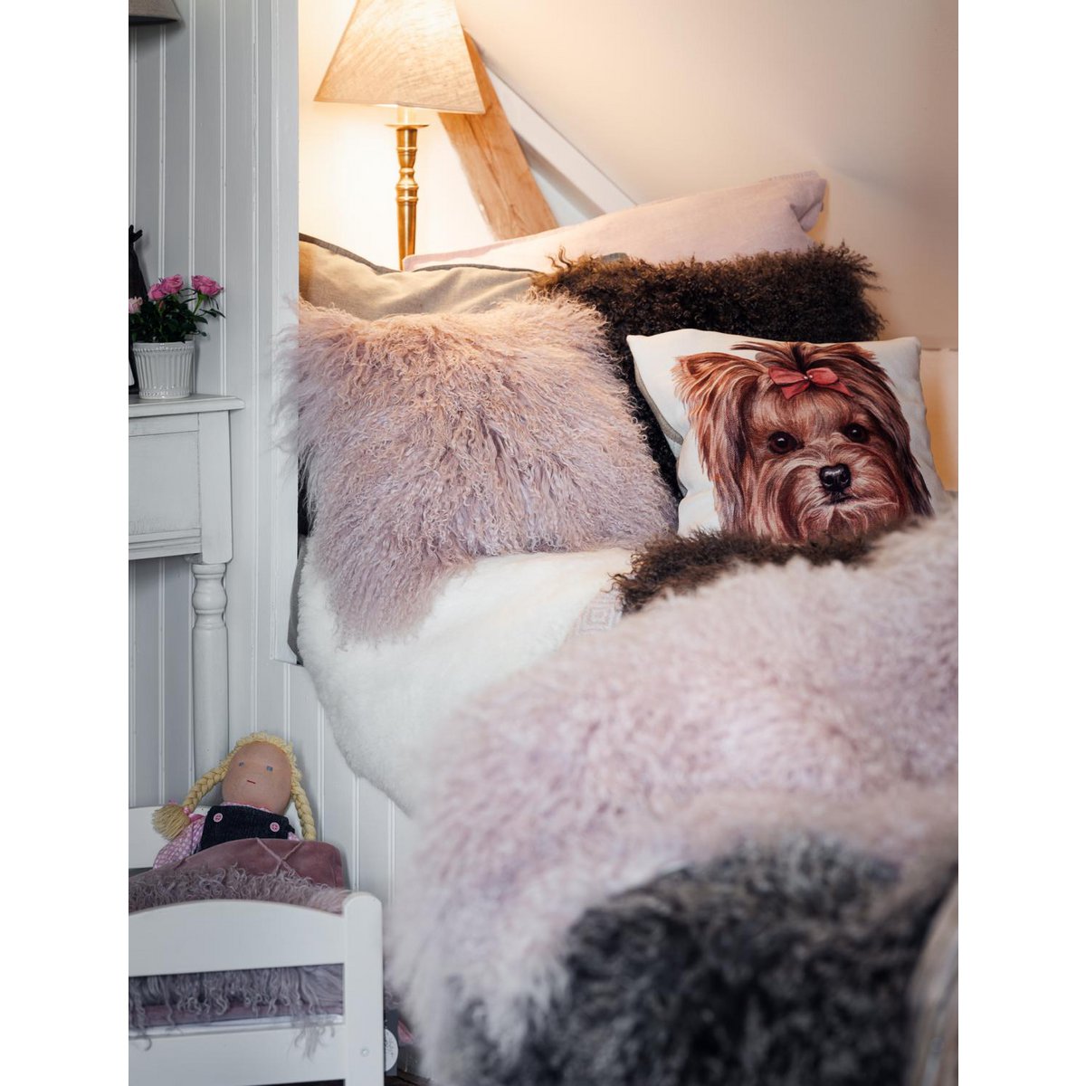 Valentine - Shansi kussenhoes schapenvacht_Pale Pink