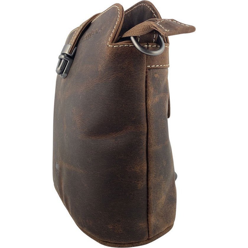 Cognac Buffalo Leder Crossbody -Tasche für Frauen - Umhängetasche mit Büchertaschenverschluss und Vintage -Look, perfekt für einen stilvollen und zeitlosen Look.