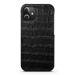 iPhone 12 Mini Hoesje Zwart Kroko Print Leer – Leren Hoesje Apple iPhone 12 Mini Zwart – Hoesje iPhone 12 Mini Leer Kroko Print