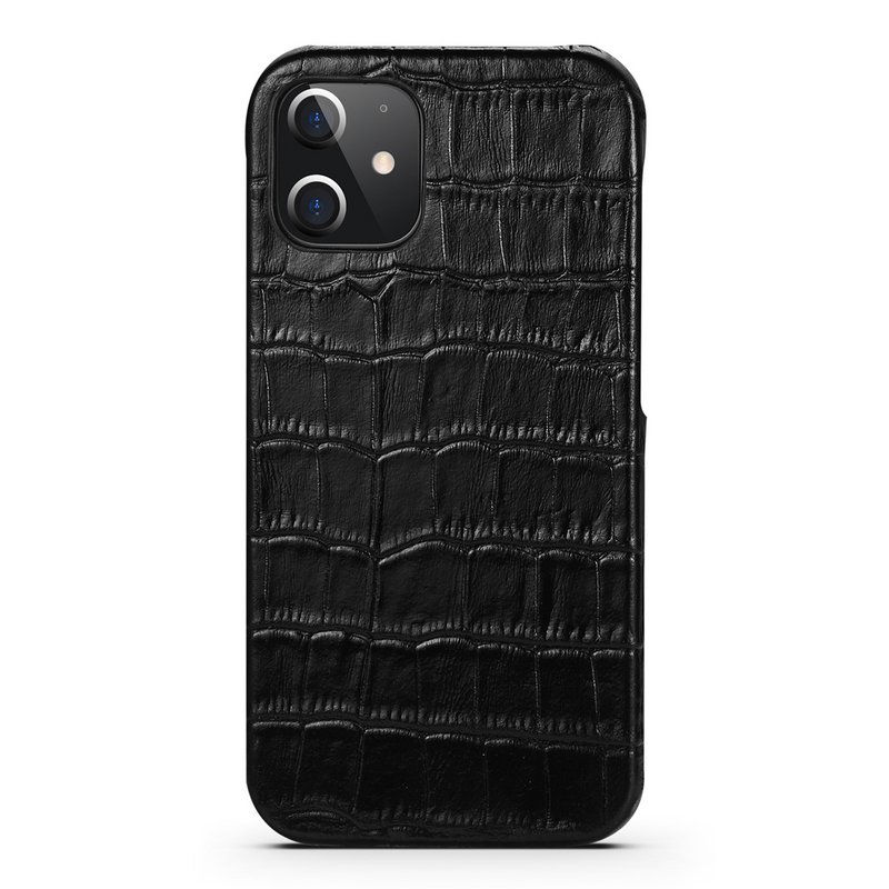 iPhone 12 Mini Hoesje Zwart Kroko Print Leer – Leren Hoesje Apple iPhone 12 Mini Zwart – Hoesje iPhone 12 Mini Leer Kroko Print