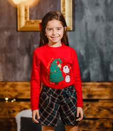 Merry Christmas Tree Embroidered Cotton Sweater