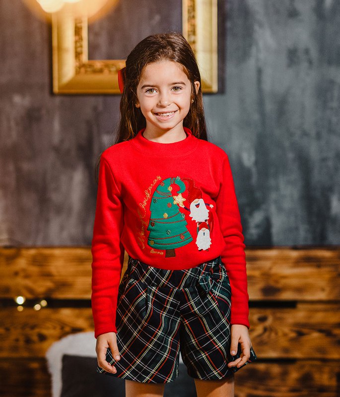 Merry Christmas Tree Embroidered Cotton Sweater