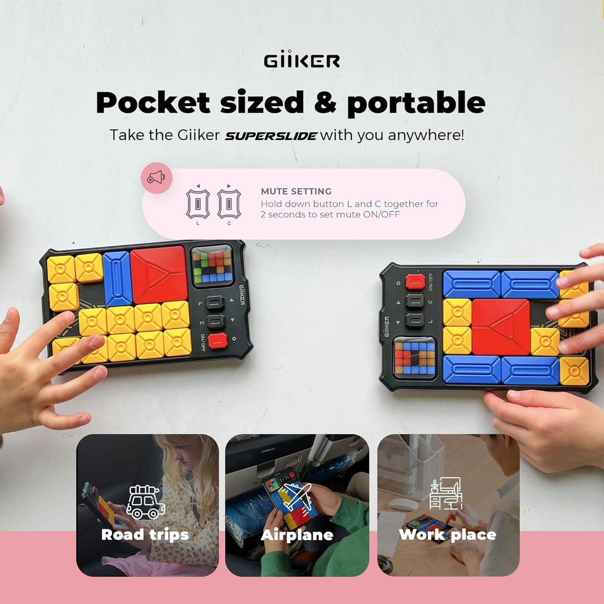 GiiKER Super Slide Puzzle Game, PINK