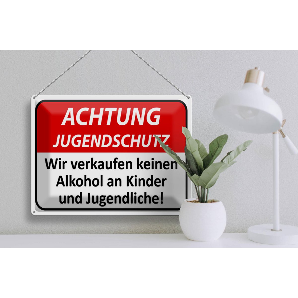 Tin sign Warning 40x30cm Youth protection no alcohol