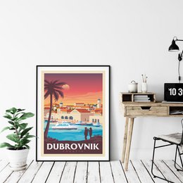 Vintage Dubrownik plakat | Plakat Miasto Dubrownik Chorwacja