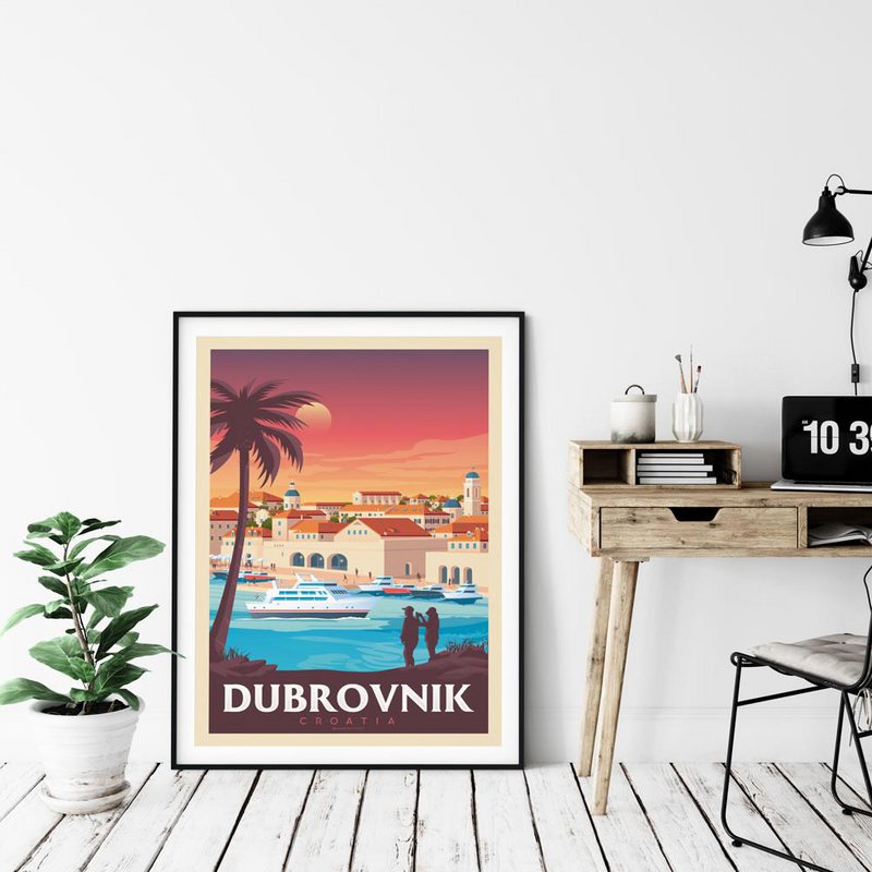 Affiche Dubrovnik Vintage | Poster Ville Dubrovnik Croatie