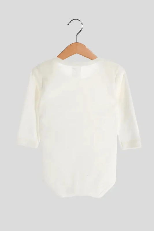 Baby langærmet bodysuit, ubørstet, hvid