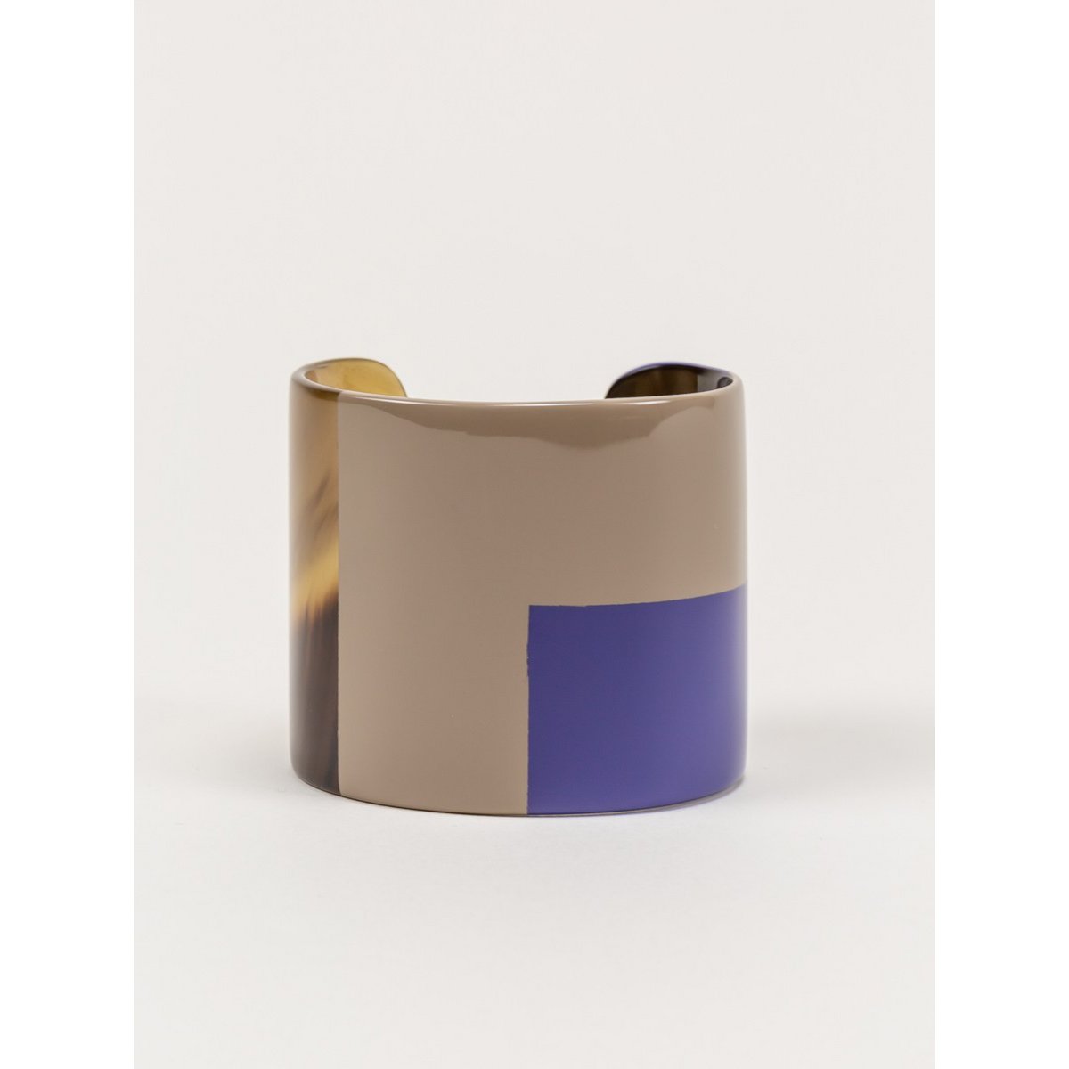 Manchette laquée bleu indigo et café crème