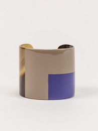 Manchette laquée bleu indigo et café crème