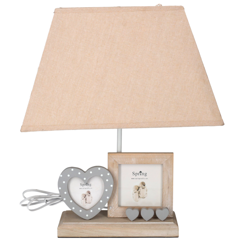 Photo lamp with lampshade h 42x35x19 cm in resin and fabric