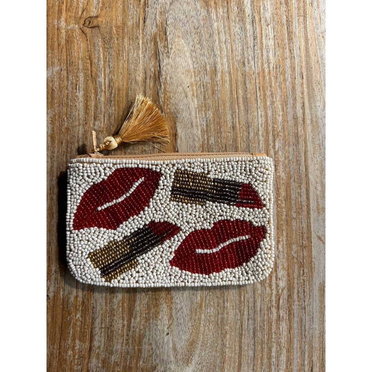 Handgemaakt lippenstiftzakje met kralen * Cadeau *
