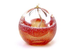 Oil lamp - Red - ø 10 cm - Crystal - Handmade