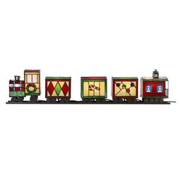 Tiffany Tafellamp Trein 100x9x20 cm Rood Groen Glas Tiffany Lampen