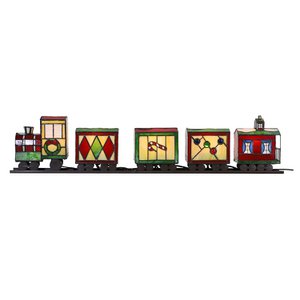 Tiffany Tafellamp Trein 100x9x20 cm Rood Groen Glas Tiffany Lampen