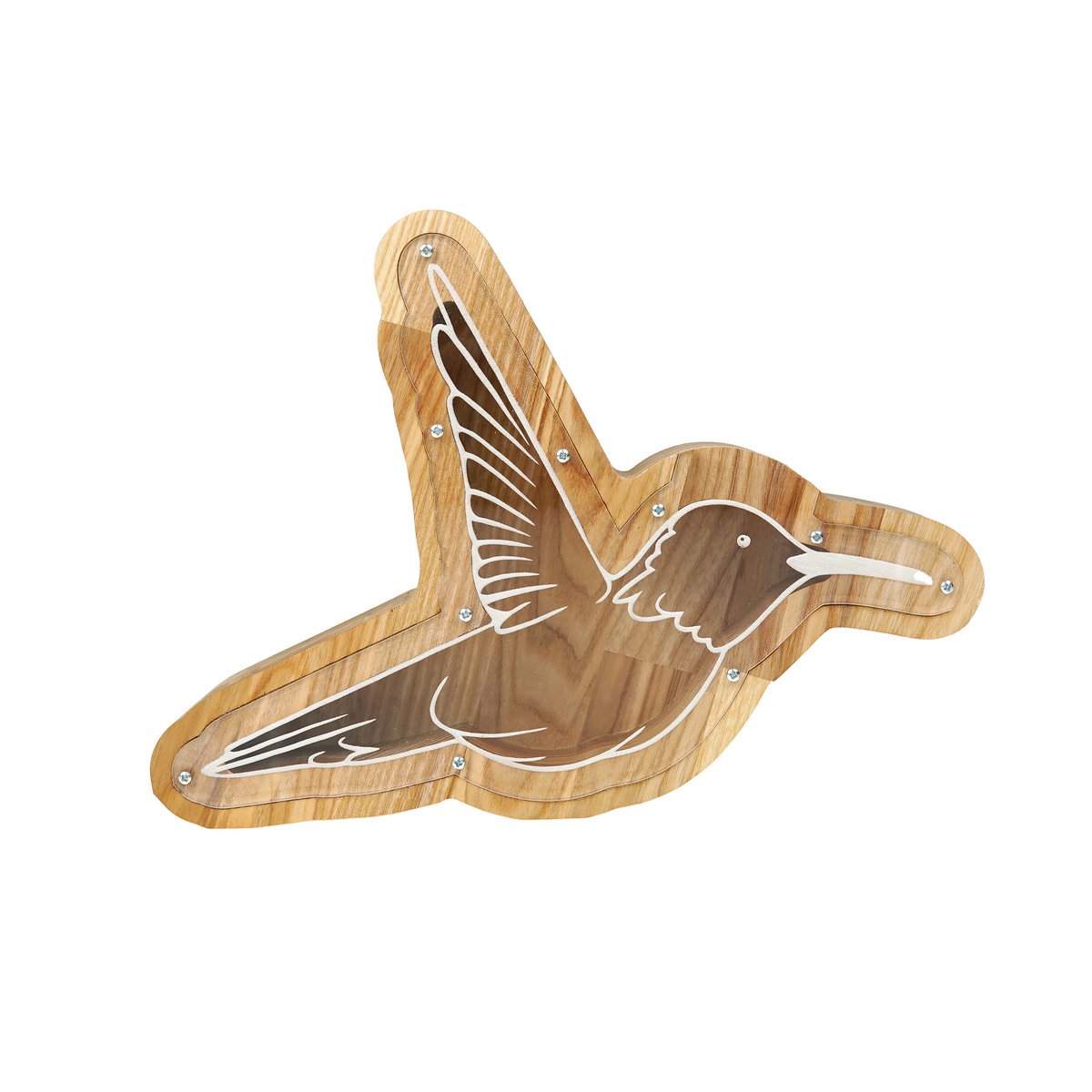 Wooden Piggy Bank Hummingbird