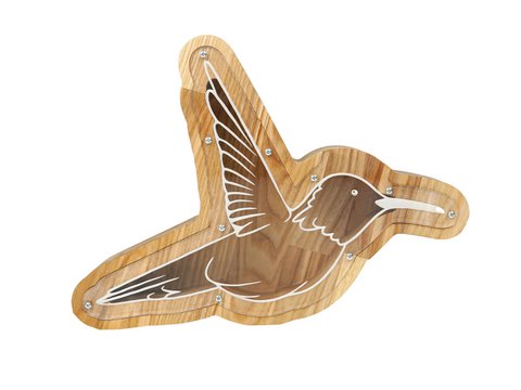 Houten piggy bank kolibrie