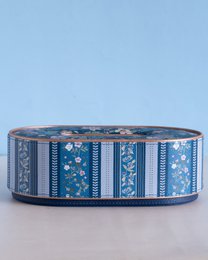 Vegan Leather Oval Tissue Box - Floral-Patterned Top