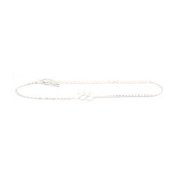 Gold and silver leaf-shaped anklet with delicate chain and clasp closure.
