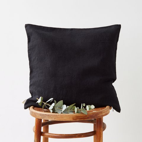 Black Linen Cushion Cover