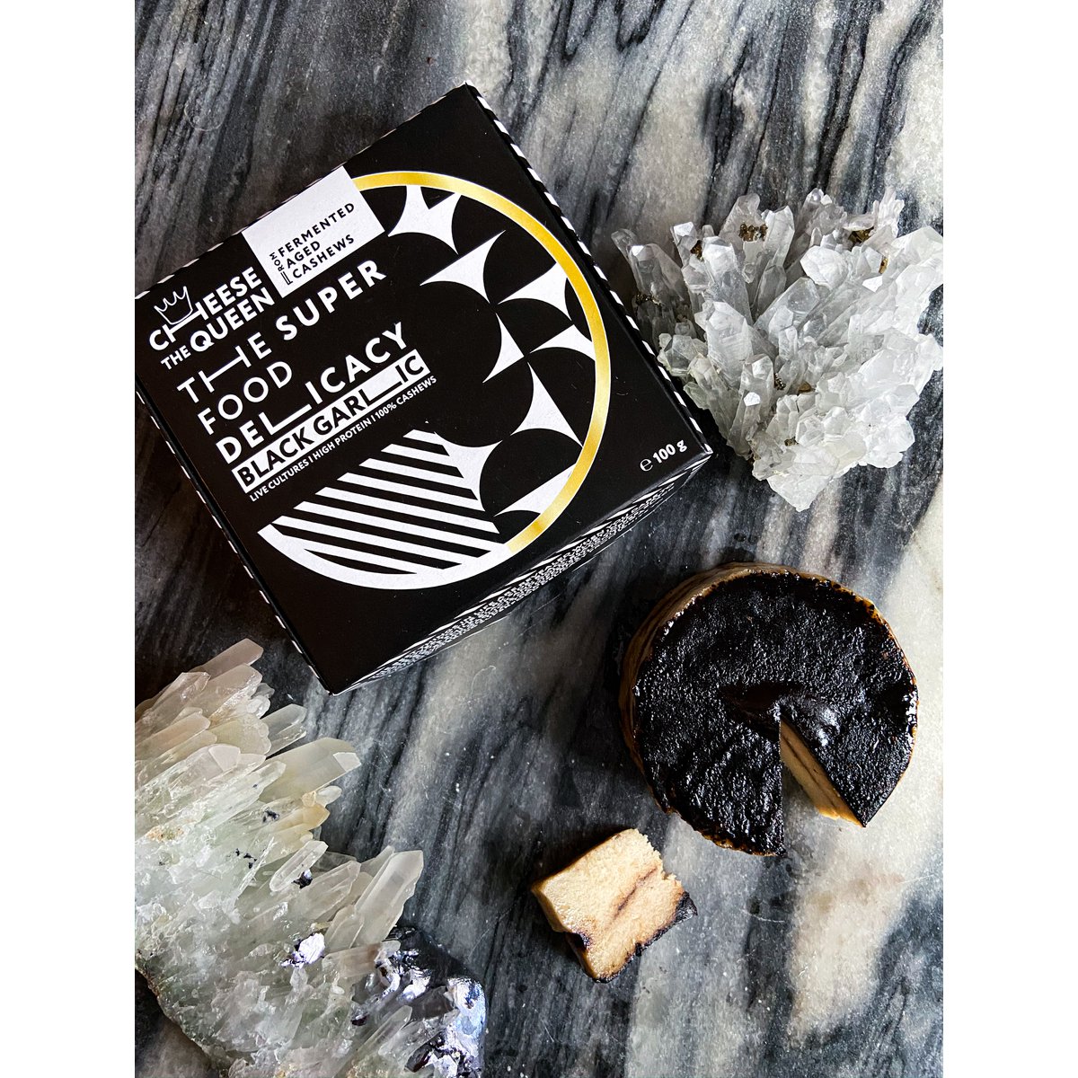 Cheese the Queen "Black Garlic" Aged Delicacy from fermented cashews