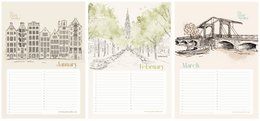Verjaardagskalender Amsterdam Icons - Annet Weelink Design Amsterdam Schetsen - A4 - Eeuwigdurende Kalender - Premium Papier