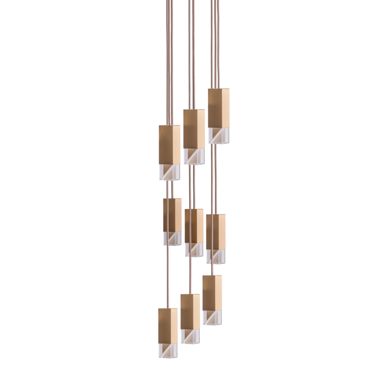 Lampe/en 9-lys lysekrone af messing