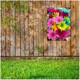Decorative garden poster featuring a close-up image of pampas grass against a wooden fence. The poster has a neutral color palette and a minimalist design, making it suitable for various garden and home decor settings.