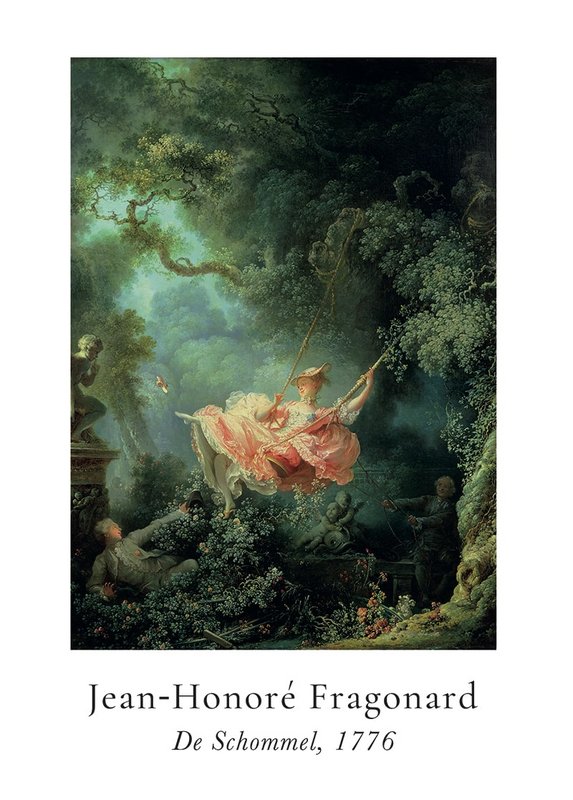 Póster Jean-Honoré Fragonard - El Columpio en Passe-partout