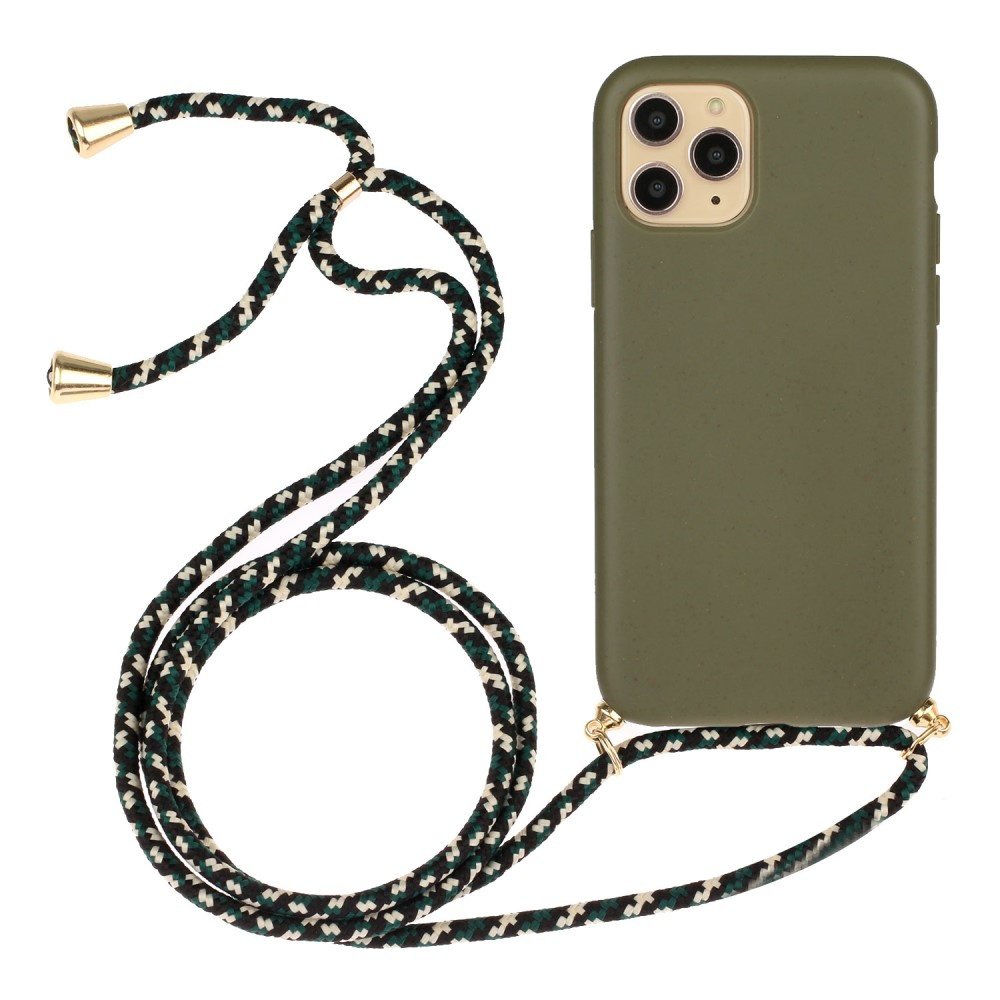 Lunso - Funda trasera con cordón - iPhone 11 Pro Max - Verde militar